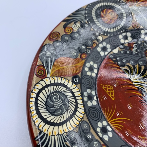 Mexican Folk Art Pottery Hand Painted Bird Wall Hanging Plate 9.75” - Picture 5 of 8